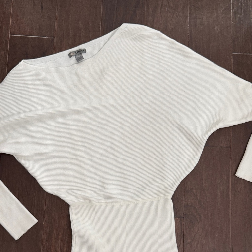 Love By Design Cream Fitted Sweater Dress - Picture 4 of 6